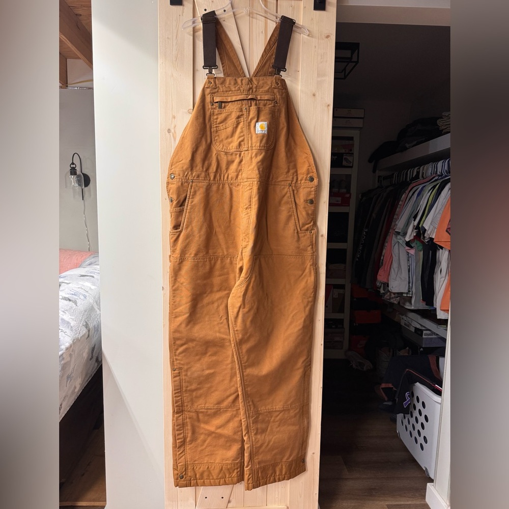 Carhartt Tan/Brown Duck Canvas Bib Overalls